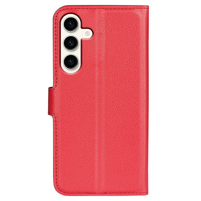 For Samsung Galaxy S24+ Case Wallet Stand Litchi Texture Phone Cover - Red
