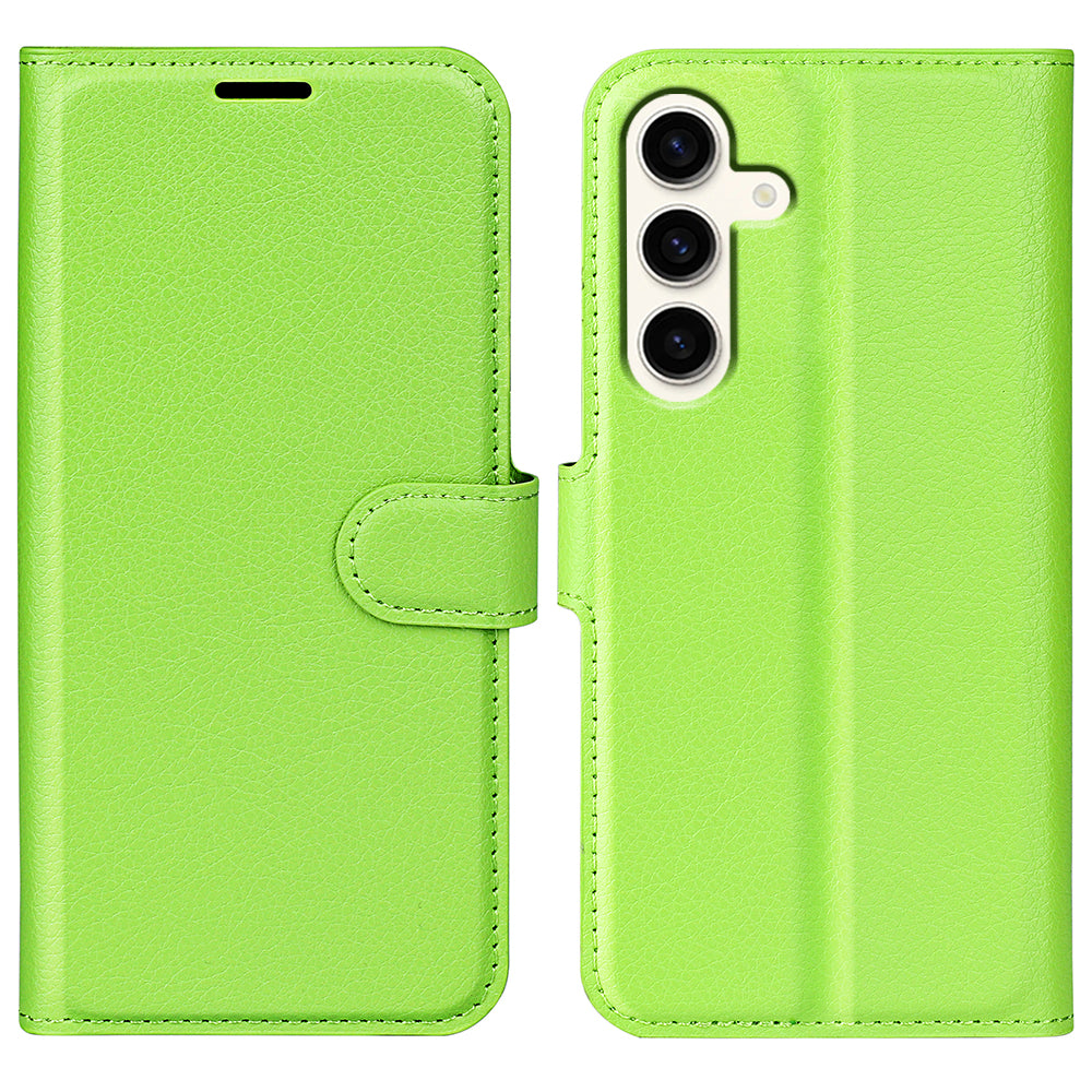 For Samsung Galaxy S24+ Case Wallet Stand Litchi Texture Phone Cover - Green