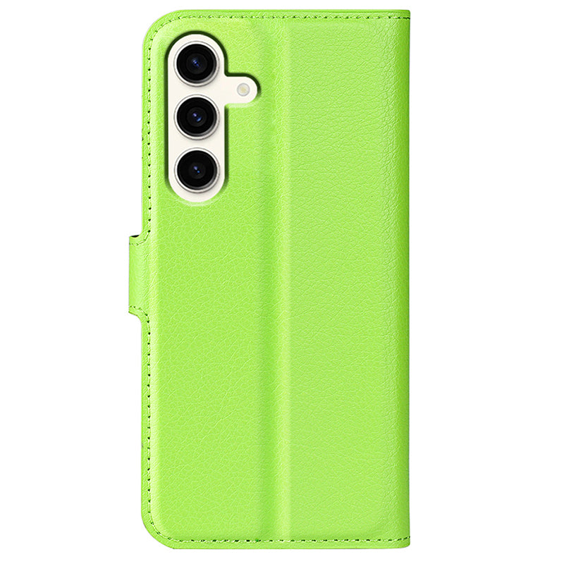 For Samsung Galaxy S24+ Case Wallet Stand Litchi Texture Phone Cover - Green