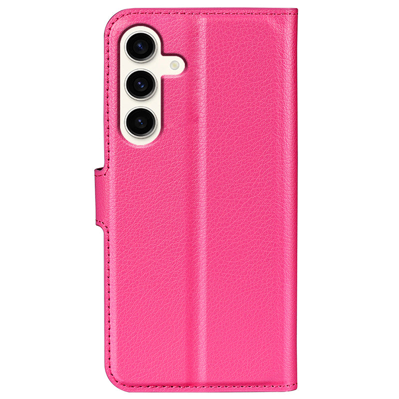 For Samsung Galaxy S24+ Case Wallet Stand Litchi Texture Phone Cover - Rose