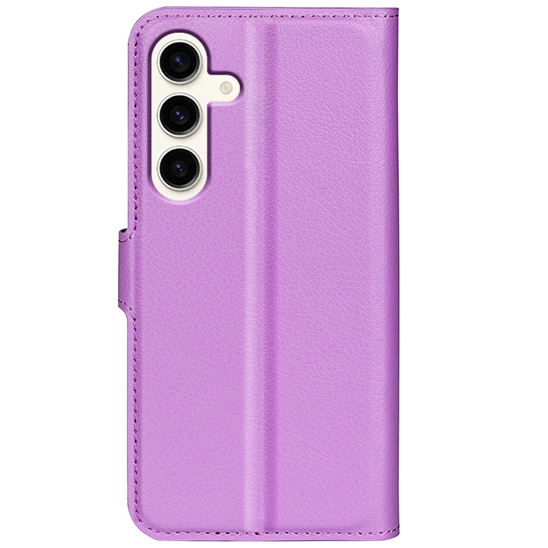 For Samsung Galaxy S24+ Case Wallet Stand Litchi Texture Phone Cover - Purple
