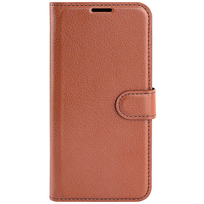 For Samsung Galaxy S24+ Case Wallet Stand Litchi Texture Phone Cover - Brown