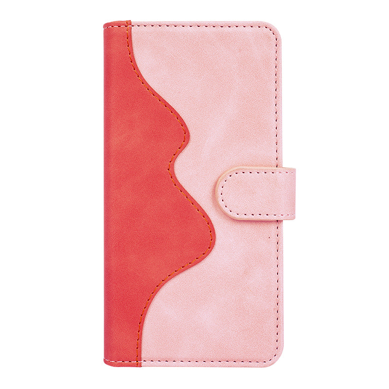 For Samsung Galaxy S24 Case Wallet Color Splicing PU Leather Folio Phone Cover - Pink
