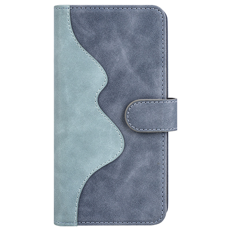 For Samsung Galaxy S24 Case Wallet Color Splicing PU Leather Folio Phone Cover - Blue