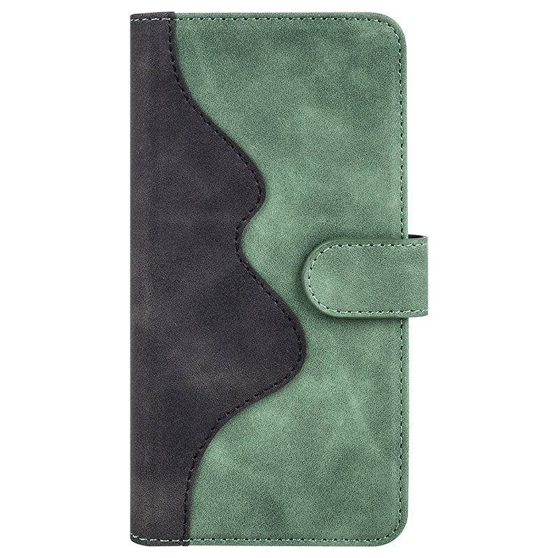 For Samsung Galaxy S24 Case Wallet Color Splicing PU Leather Folio Phone Cover - Green
