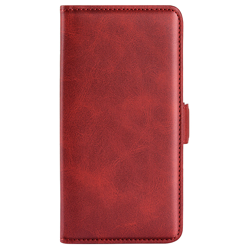 For Samsung Galaxy S24 Case PU Leather Dual Magnetic Clasp Protective Cover - Red
