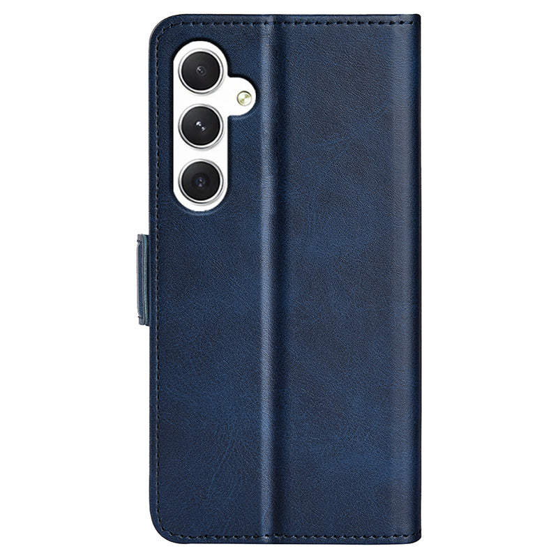 For Samsung Galaxy S24 Case PU Leather Dual Magnetic Clasp Protective Cover - Blue