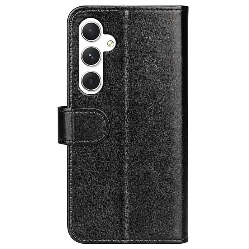 For Samsung Galaxy S24+ Case Crazy Horse Texture Magnetic Flip Phone Cover - Black