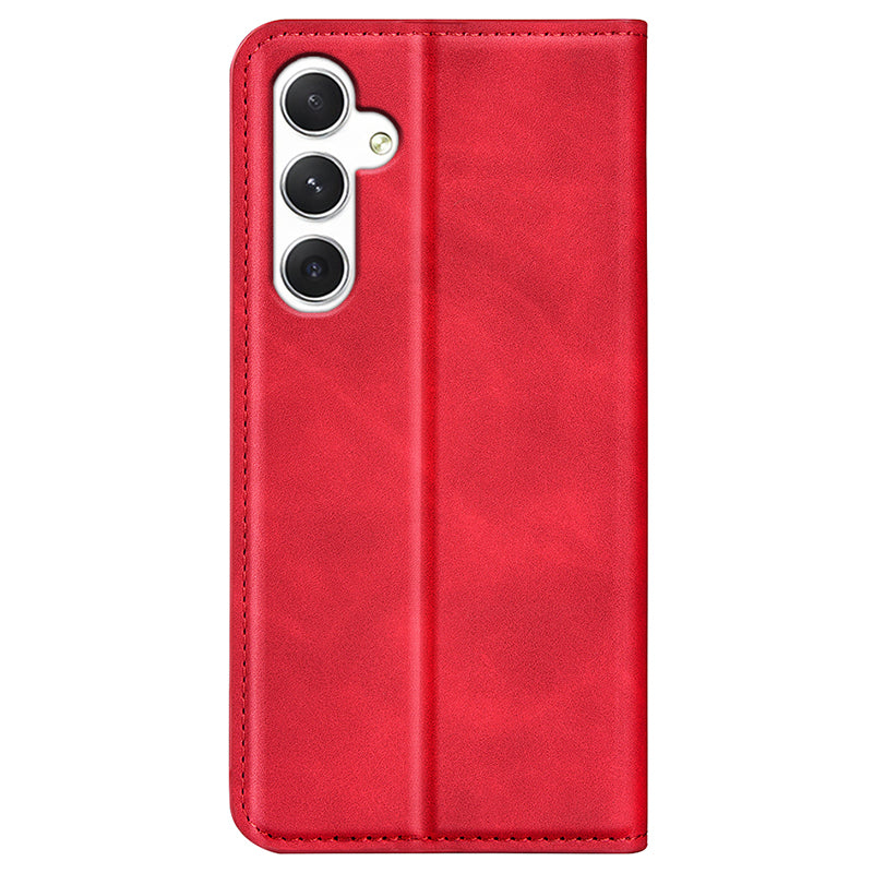 For Samsung Galaxy S24 Case Flip Wallet Skin-touch Phone Cover - Red