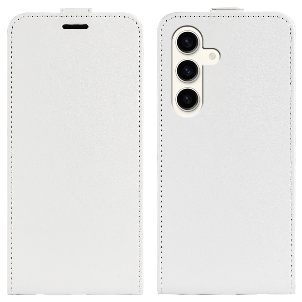 For Samsung Galaxy S24+ Case PU Leather Vertical Flip Phone Cover - White