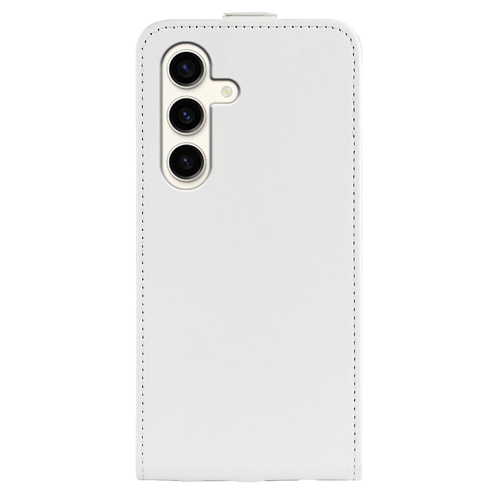 For Samsung Galaxy S24+ Case PU Leather Vertical Flip Phone Cover - White