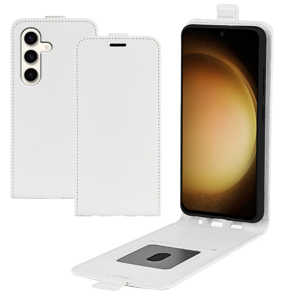 For Samsung Galaxy S24+ Case PU Leather Vertical Flip Phone Cover - White