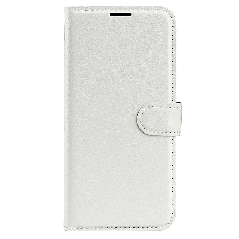 For Samsung Galaxy S24 Case Magnetic Closure Litchi Texture Leather Phone Cover - White