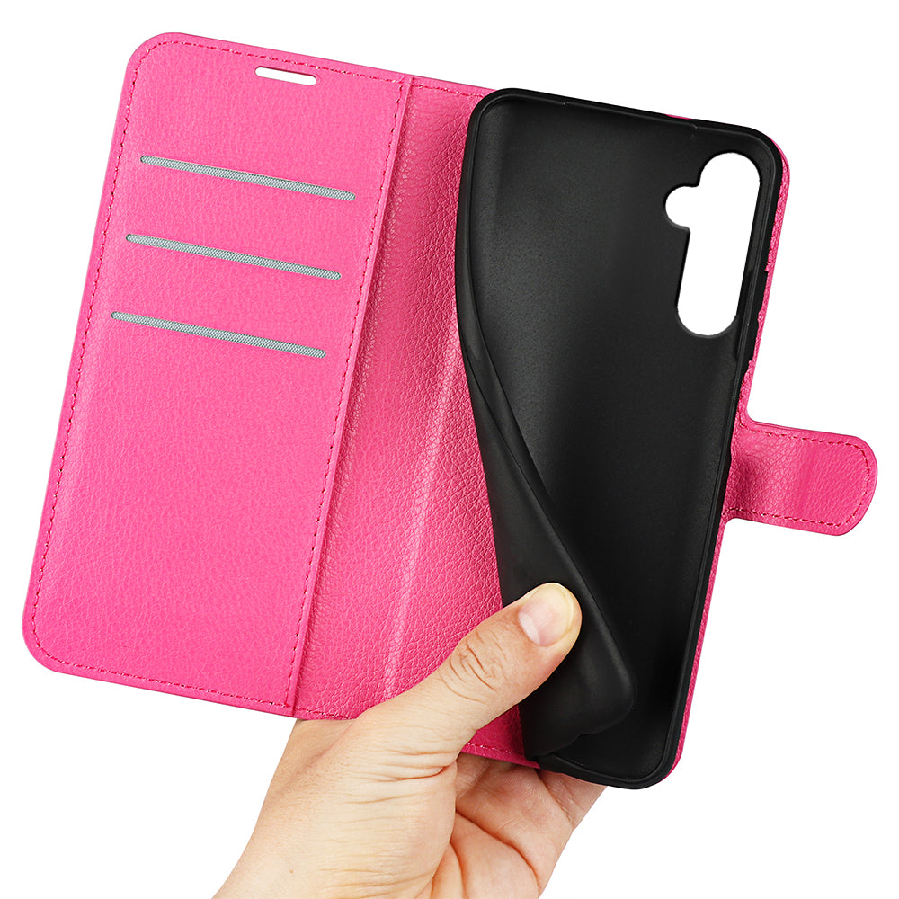 For Samsung Galaxy S24 Case Magnetic Closure Litchi Texture Leather Phone Cover - Rose