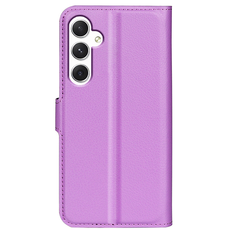 For Samsung Galaxy S24 Case Magnetic Closure Litchi Texture Leather Phone Cover - Purple