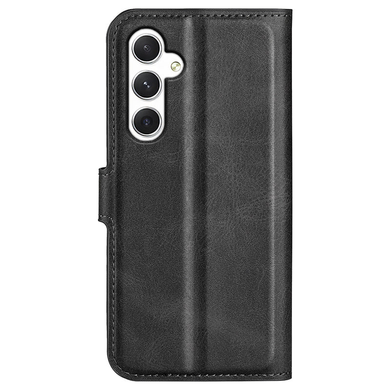 For Samsung Galaxy S24 Case PU Leather Calf Texture Full Protective Phone Cover - Black