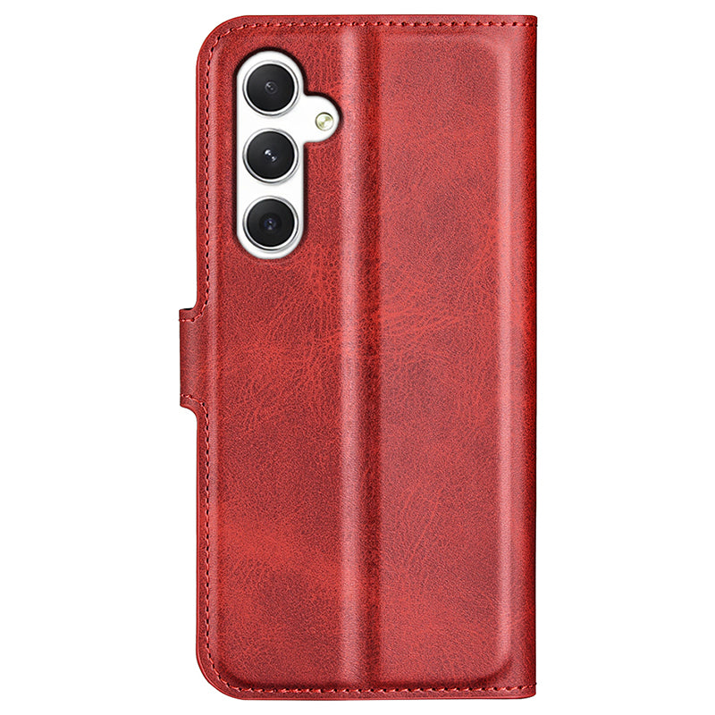 For Samsung Galaxy S24 Case PU Leather Calf Texture Full Protective Phone Cover - Red