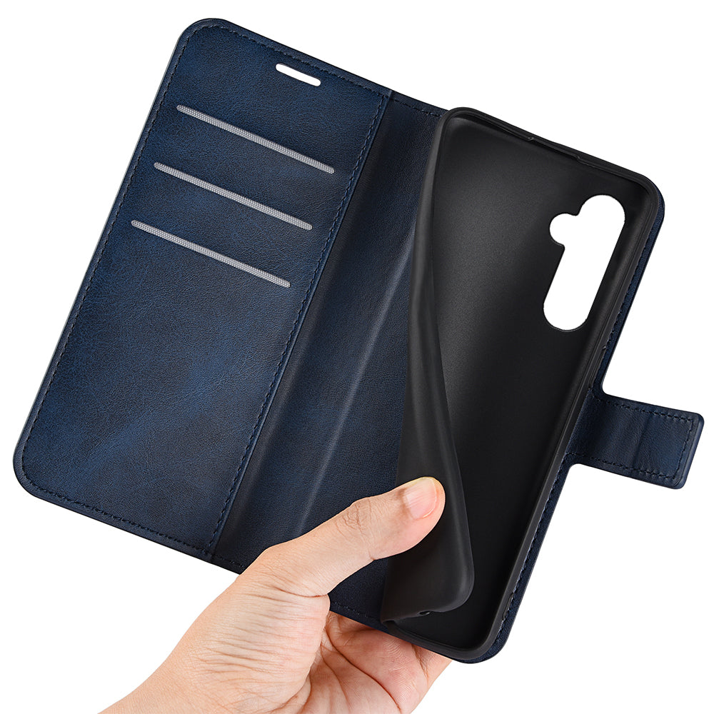 For Samsung Galaxy S24 Case PU Leather Calf Texture Full Protective Phone Cover - Blue