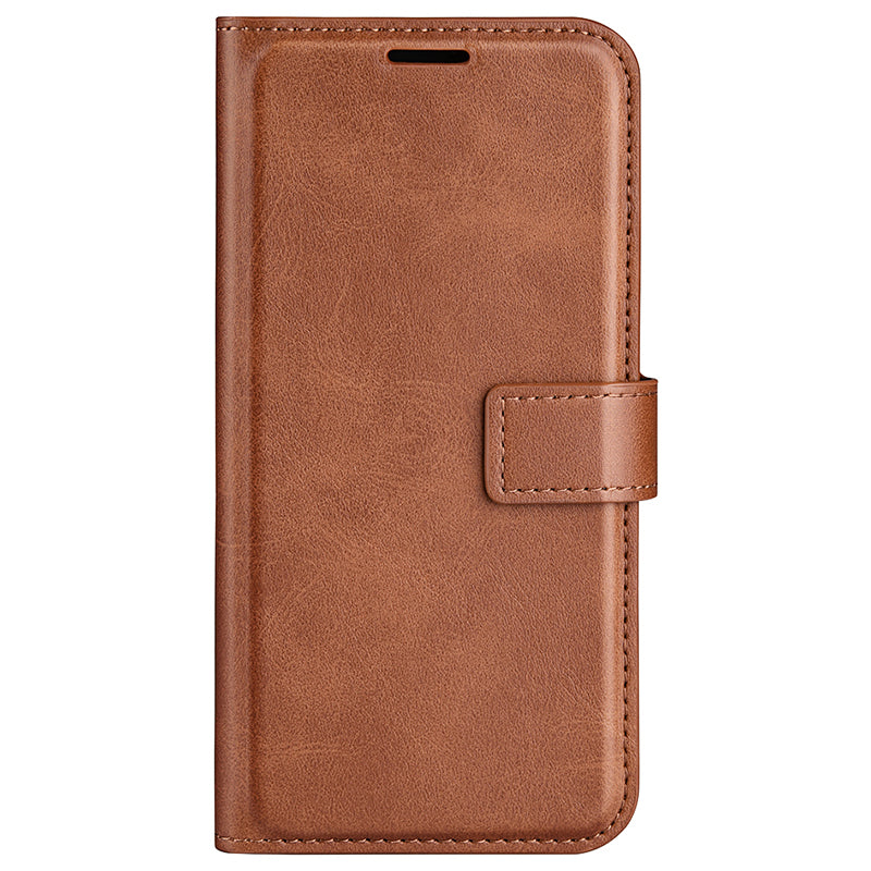 For Samsung Galaxy S24 Case PU Leather Calf Texture Full Protective Phone Cover - Light Brown