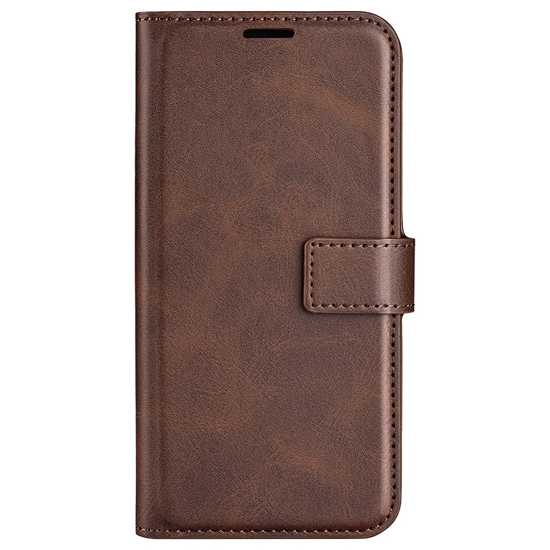 For Samsung Galaxy S24 Case PU Leather Calf Texture Full Protective Phone Cover - Brown