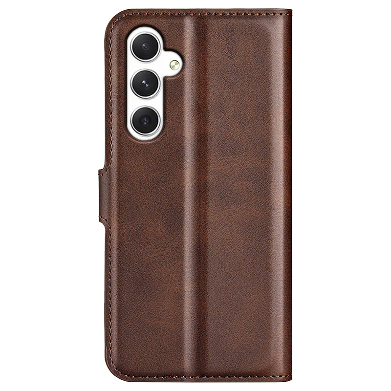 For Samsung Galaxy S24 Case PU Leather Calf Texture Full Protective Phone Cover - Brown
