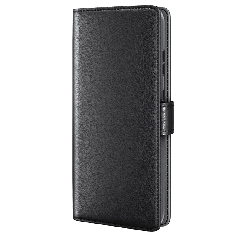 For Samsung Galaxy S24+ Case Genuine Split Leather Magnetic Closure Phone Cover - Black