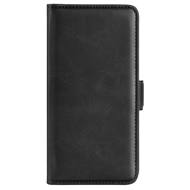 For Samsung Galaxy S24+ Case Dual Magnetic Clasp Folio PU Leather Phone Cover - Black