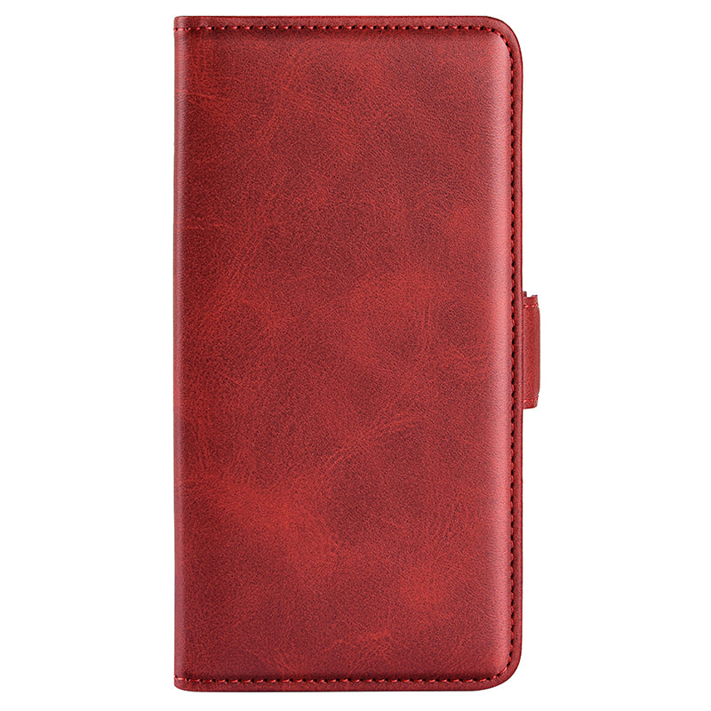 For Samsung Galaxy S24+ Case Dual Magnetic Clasp Folio PU Leather Phone Cover - Red