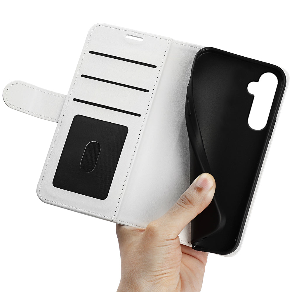 For Samsung Galaxy S24 Case Flip PU Leather Wallet Phone Cover - White
