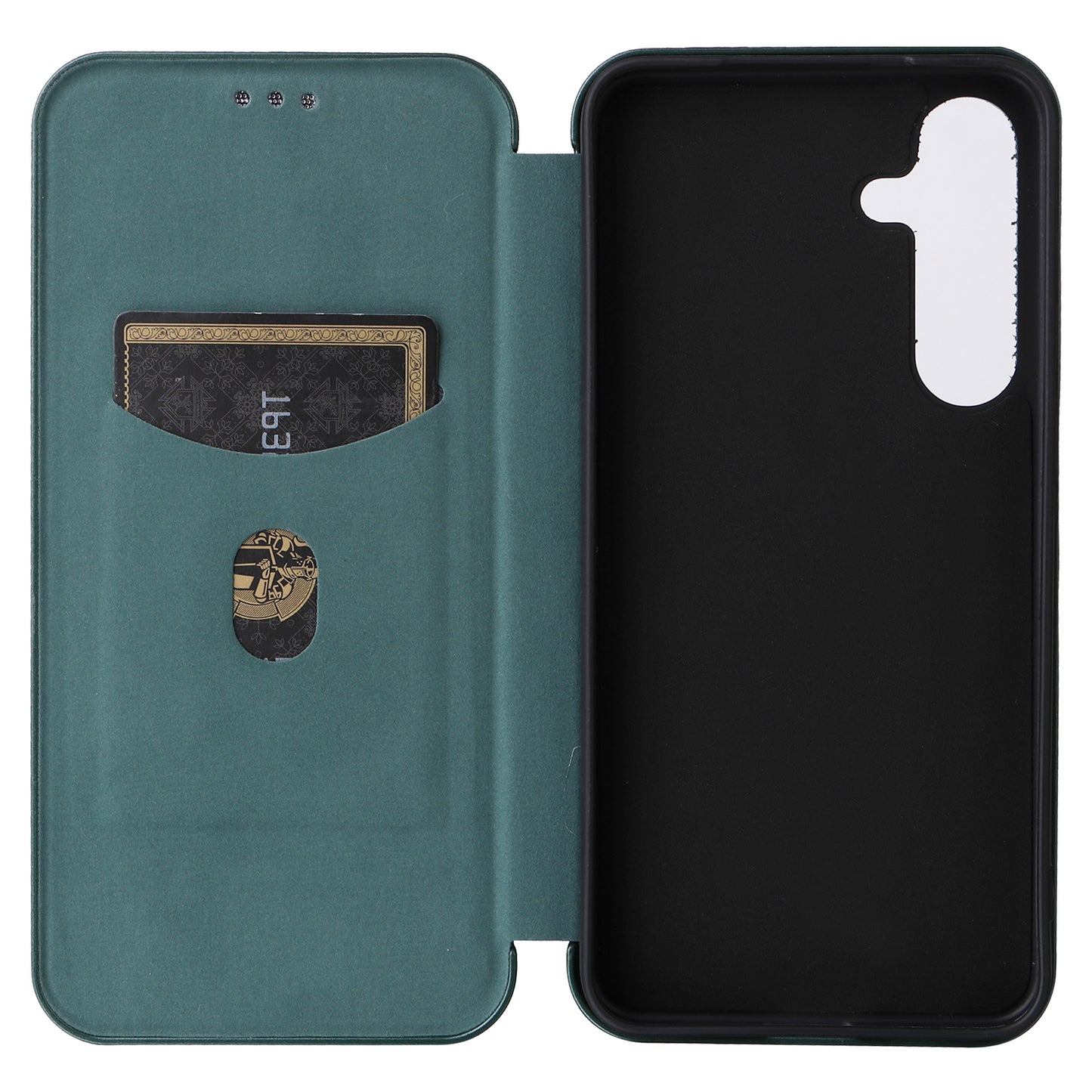 For Samsung Galaxy S24 Case Anti-scratch Phone Leather Cover with Card Holder - Green