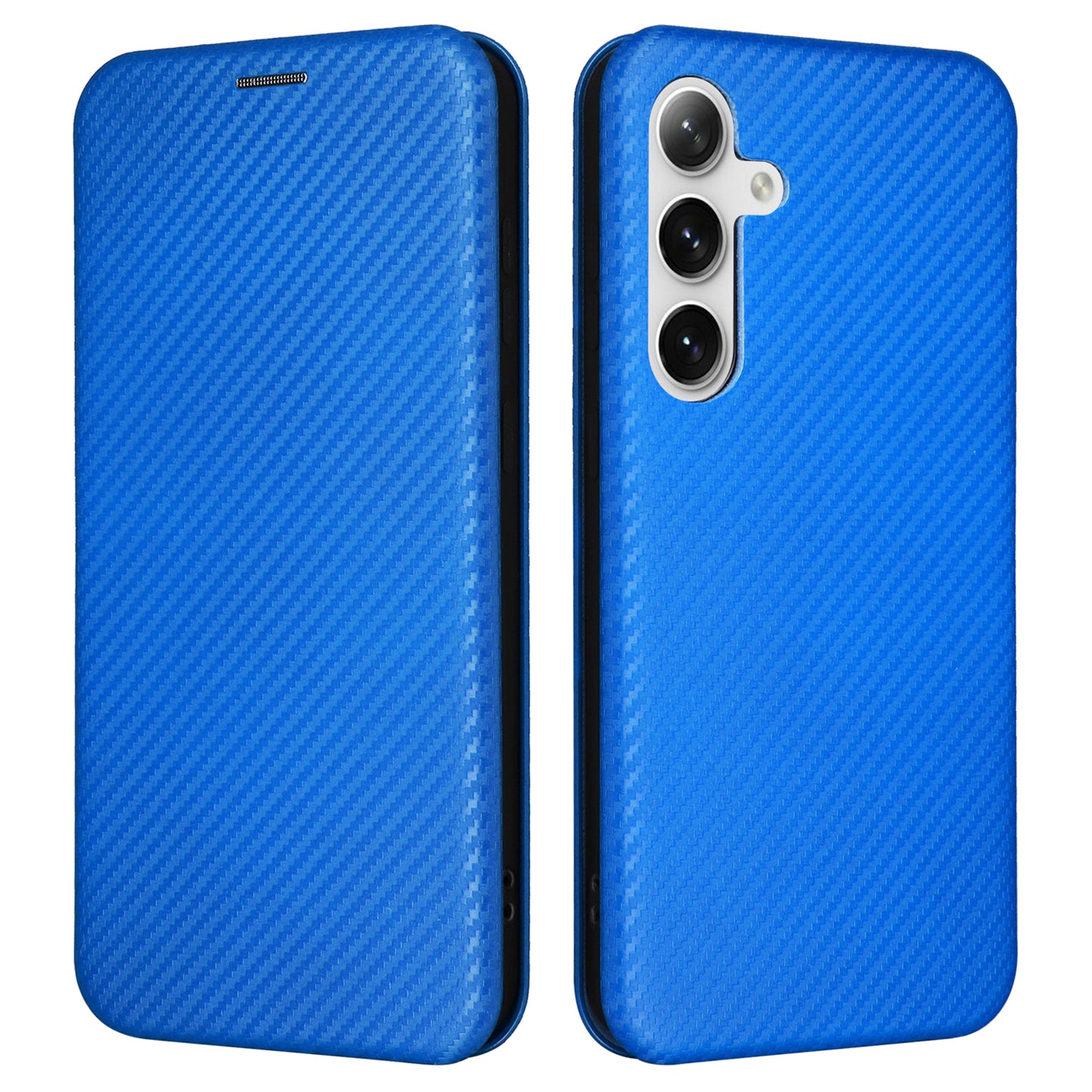 For Samsung Galaxy S24 Case Anti-scratch Phone Leather Cover with Card Holder - Blue