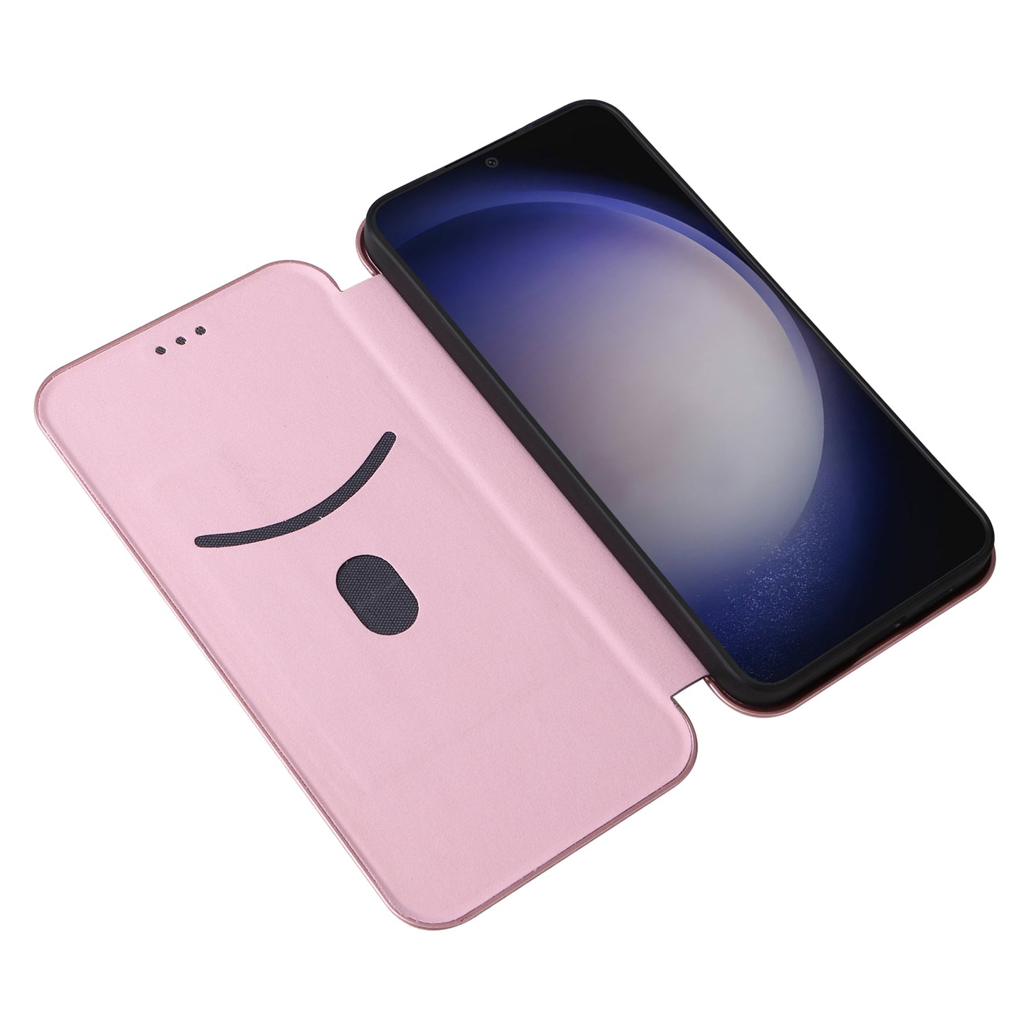 For Samsung Galaxy S24 Case Anti-scratch Phone Leather Cover with Card Holder - Rose Gold