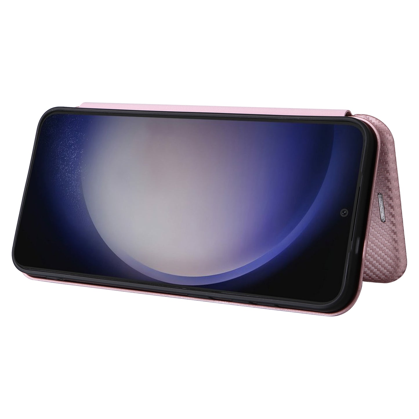 For Samsung Galaxy S24 Case Anti-scratch Phone Leather Cover with Card Holder - Rose Gold