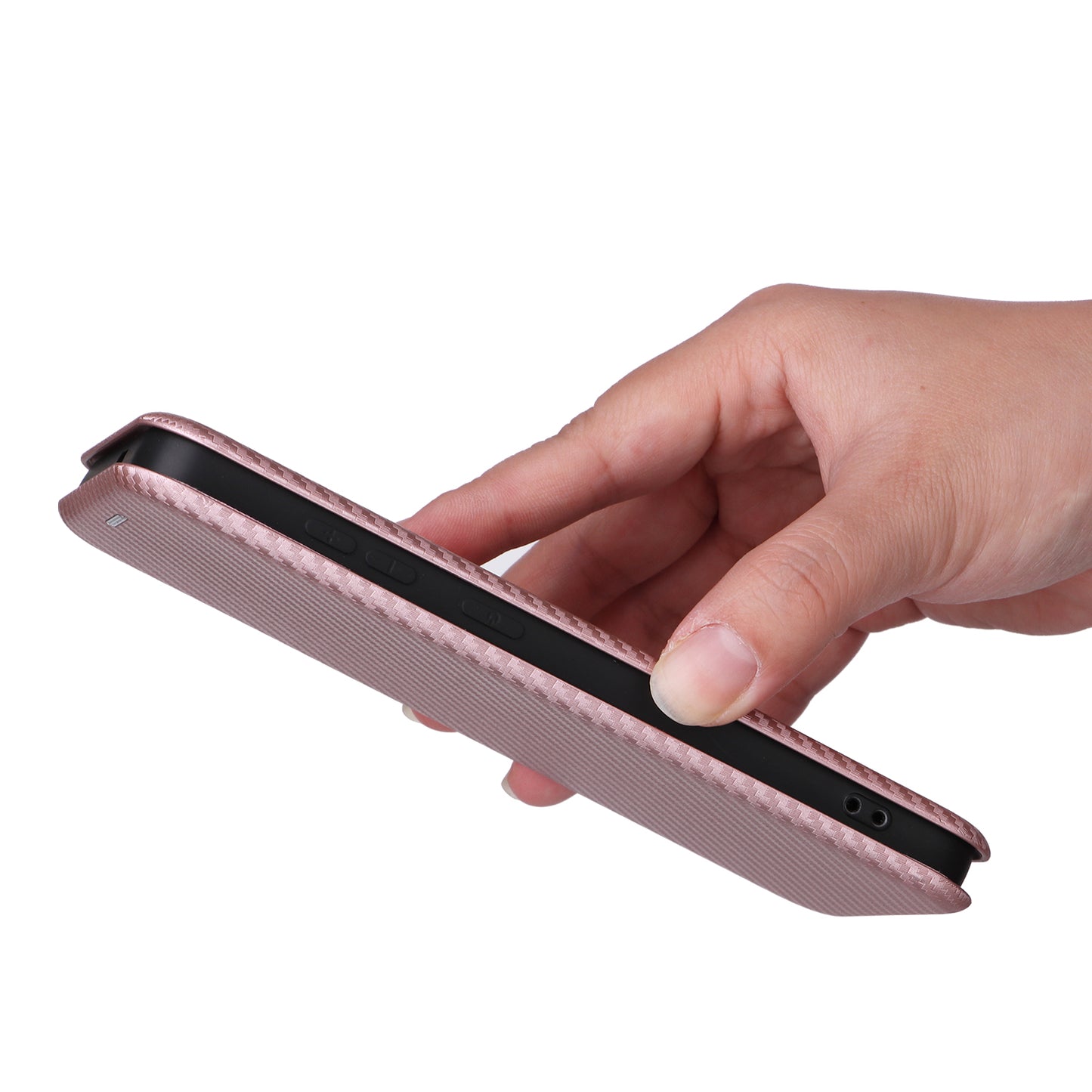 For Samsung Galaxy S24 Case Anti-scratch Phone Leather Cover with Card Holder - Rose Gold