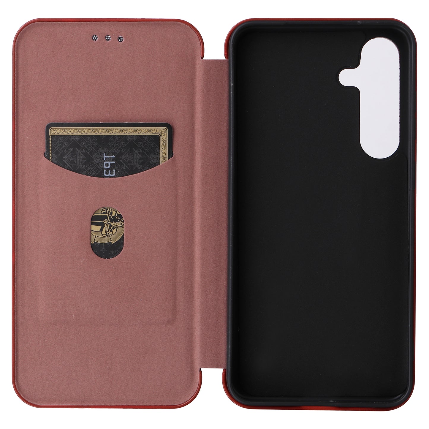 For Samsung Galaxy S24 Case Anti-scratch Phone Leather Cover with Card Holder - Red