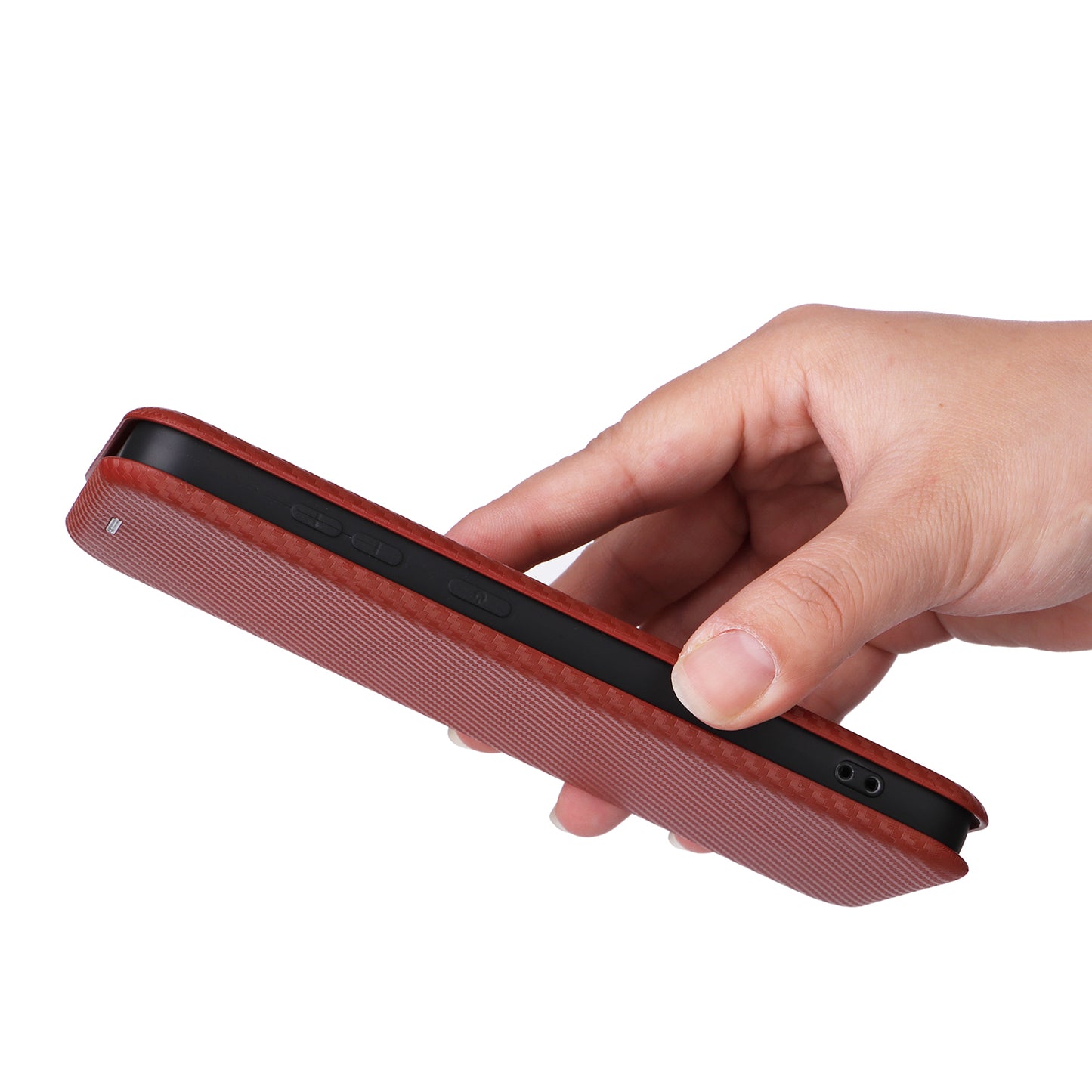 For Samsung Galaxy S24 Case Anti-scratch Phone Leather Cover with Card Holder - Red