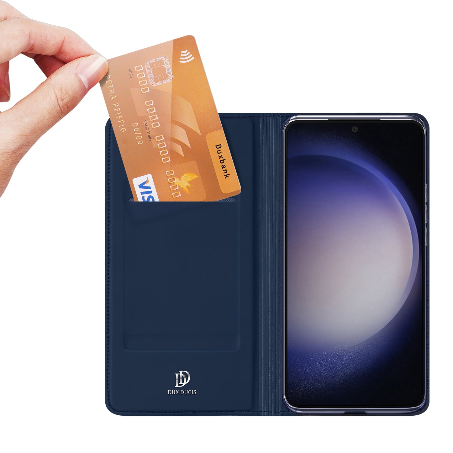 DUX DUCIS Skin Pro Series For Samsung Galaxy S24 Case Card Holders PU Leather Phone Cover - Blue