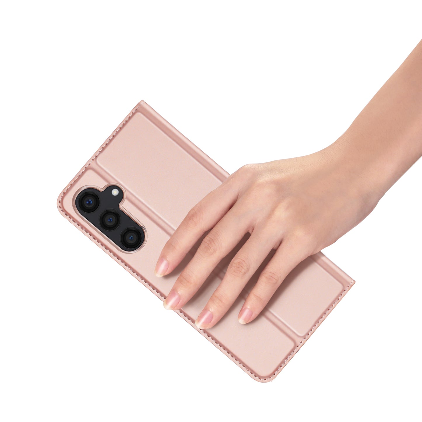 DUX DUCIS Skin Pro Series For Samsung Galaxy S24 Case Card Holders PU Leather Phone Cover - Pink
