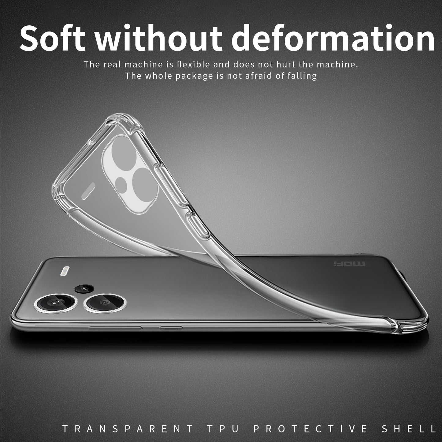 MOFI For Xiaomi Redmi Note 13 Pro+ Case HD Clear Phone Shell Slim-Fit TPU Cover