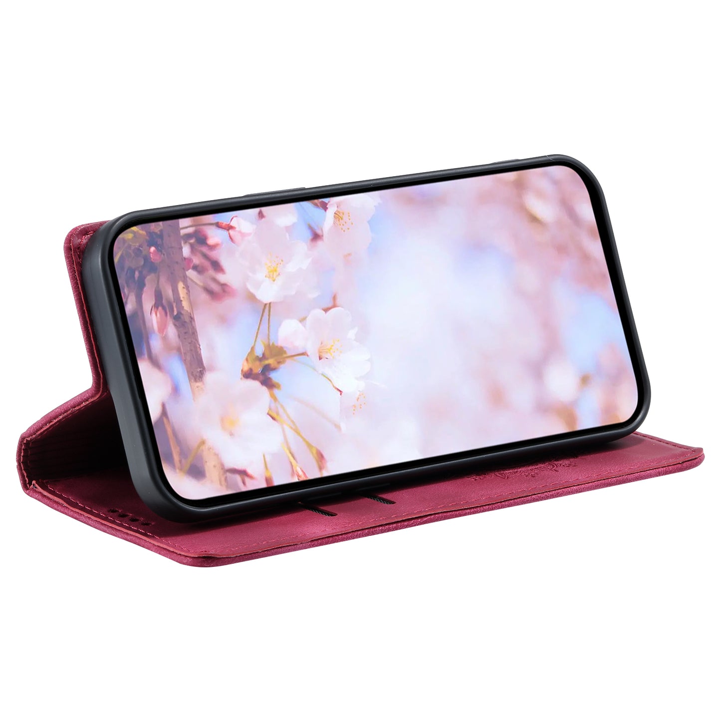 For Samsung Galaxy S24 Ultra Case Magnetic Auto Closing Leather Cover - Rose