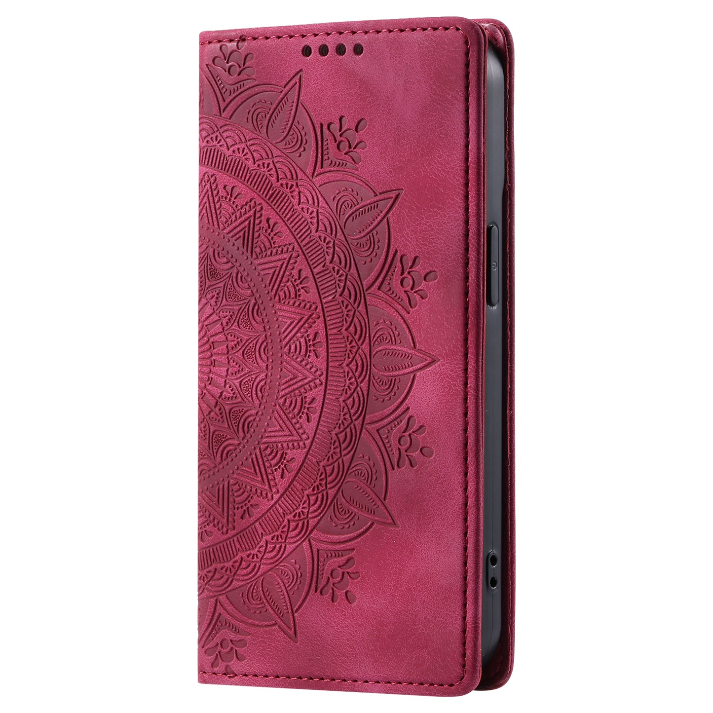For Samsung Galaxy S24 Case Magnetic Auto Closing Anti-scratch Wallet Phone Cover  - Rose
