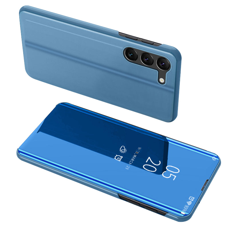 For Samsung Galaxy S24+ Case View Window Leather Stand Phone Cover - Blue