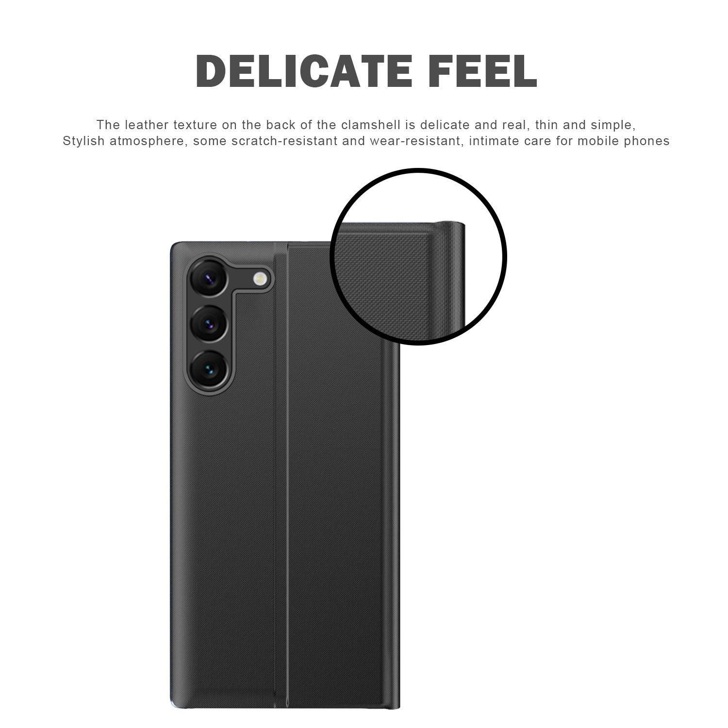 For Samsung Galaxy S24+ Case View Window Anti-scratch PU Leather Flip Stand Phone Cover - Black