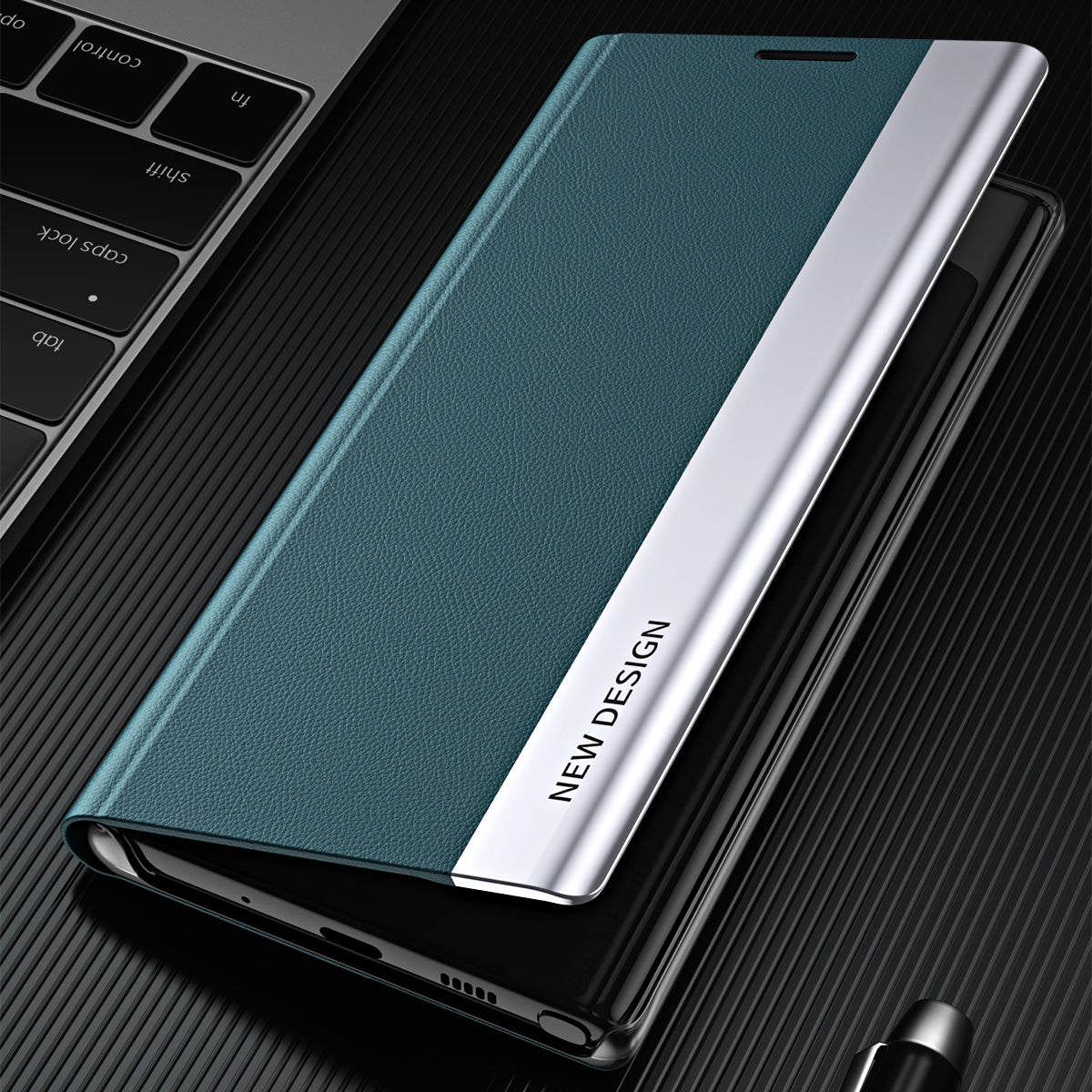 For Samsung Galaxy S24 Ultra Case Anti-scratch Leather Electroplating Stand Phone Cover - Baby Blue
