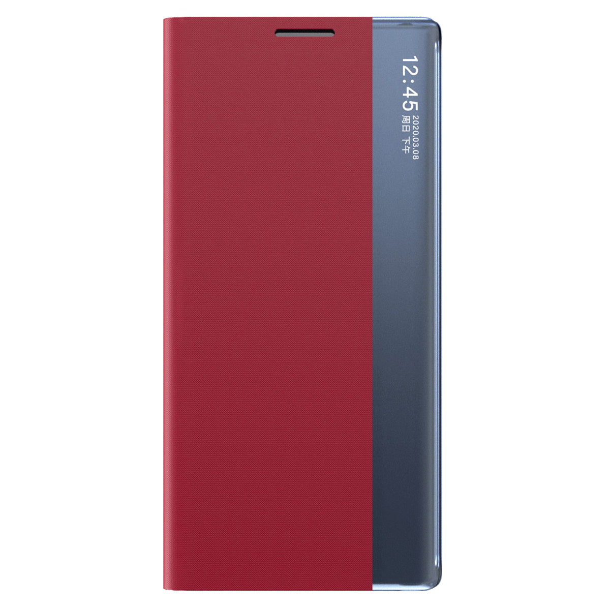 For Samsung Galaxy S24 Ultra Case PC + PU Leather View Window Flip Stand Phone Cover - Red