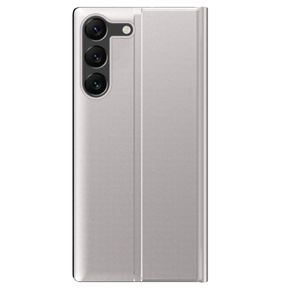 For Samsung Galaxy S24 Case View Window Scratch-resistant PU Leather Flip Stand Phone Protector - Silver