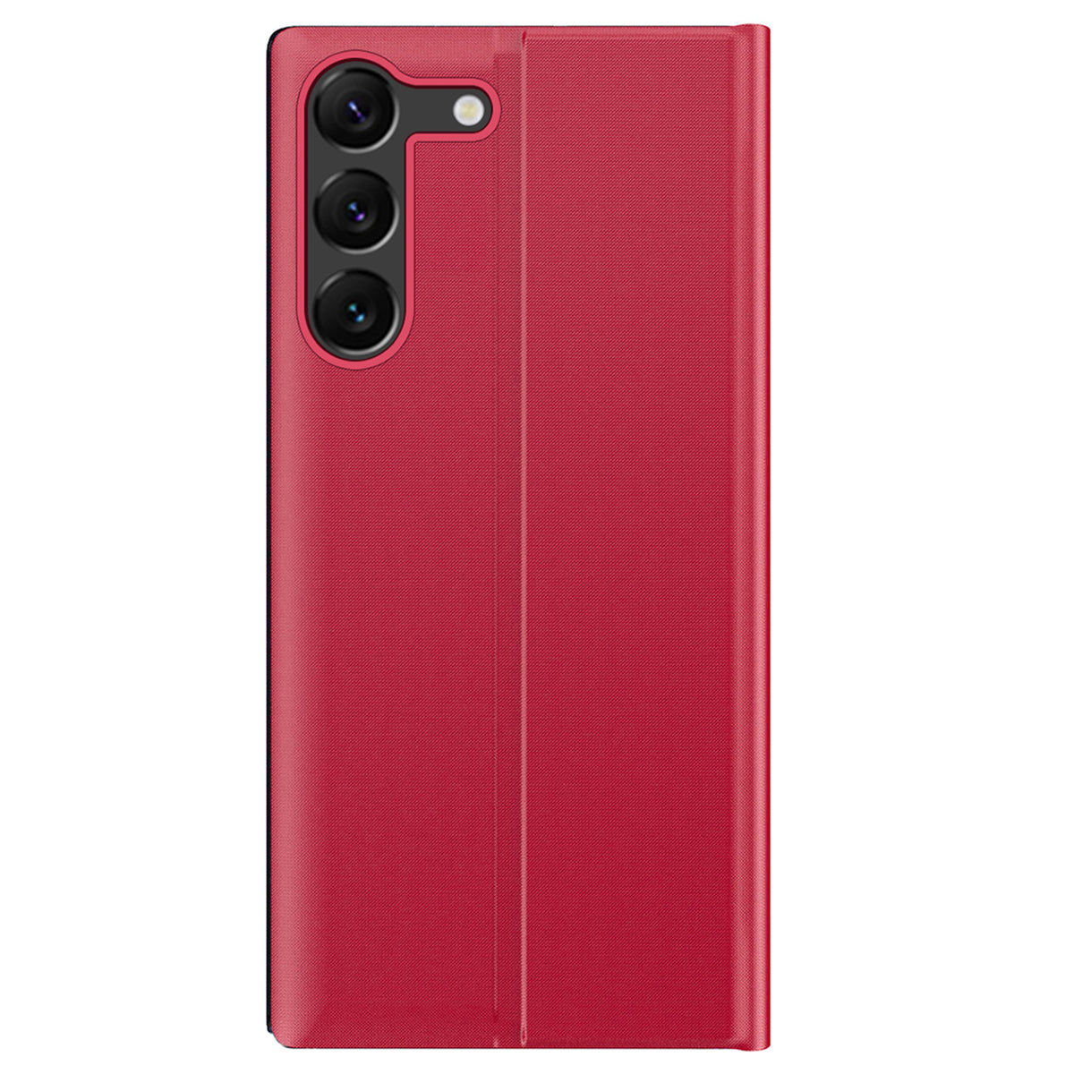 For Samsung Galaxy S24 Case View Window Scratch-resistant PU Leather Flip Stand Phone Protector - Red