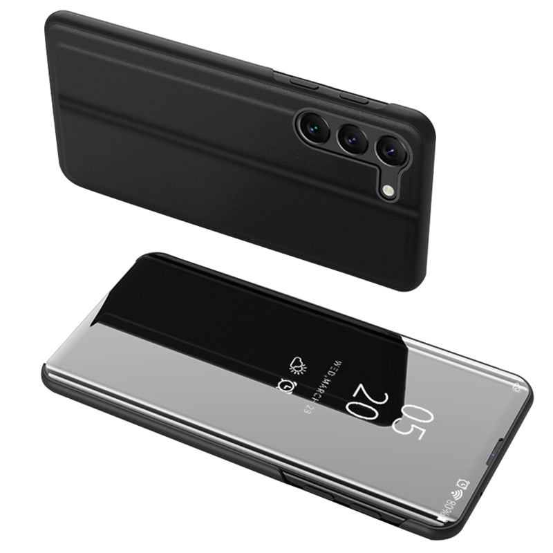 For Samsung Galaxy S24 Case View Window Anti-fall PU Leather Stand Phone Protector - Black