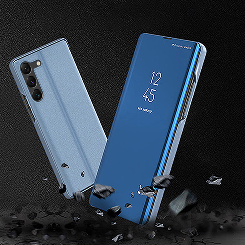 For Samsung Galaxy S24 Case View Window Anti-fall PU Leather Stand Phone Protector - Silver