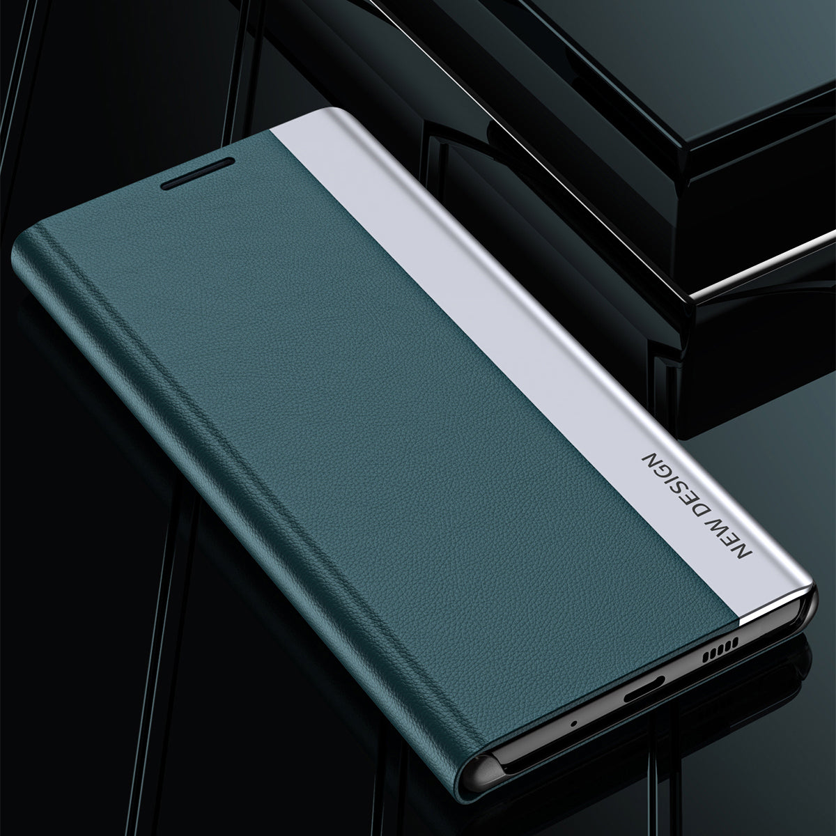 For Samsung Galaxy S24 Case Anti-fall Electroplating Leather Stand Mobile Phone Cover - Black